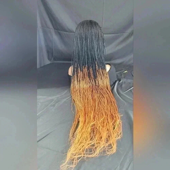 Braided Wig: 100% handmade long ombre  350/ black wig Human-Synthetic NWT - Picture 5 of 17